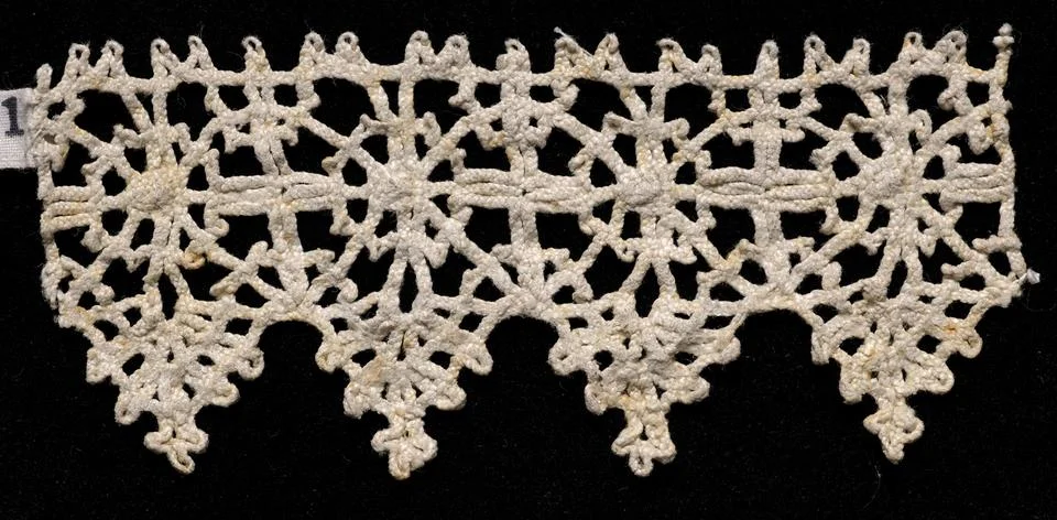 Bobbin Lace Insertion and Points, mid 16th century. Italy, Venice, mid 16th.. Stock Photos