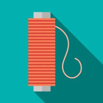 Bobbin of red thread icon, flat style Illustrazione stock