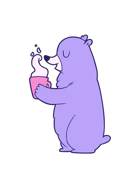 Bobbing motion animation of cartoon bear with hot drink Video stock 324170023