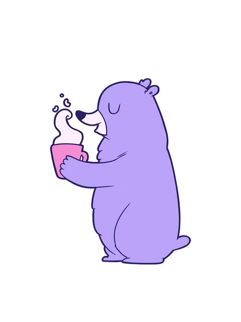 Bobbing motion animation of cartoon bear with hot drink Video stock 324262770