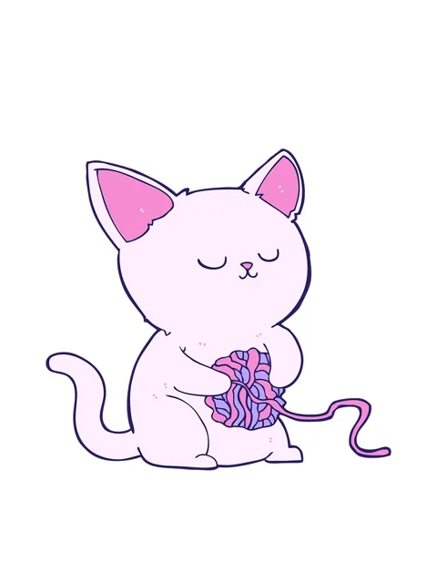 Bobbing motion animation of cartoon cat playing with ball of yarn 库存影片 324221986