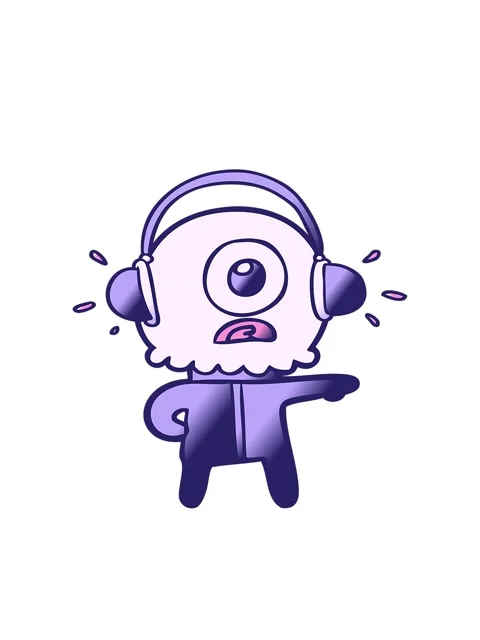Bobbing motion animation of cartoon cyclops alien spaceman listening to music Stock Footage 324280140