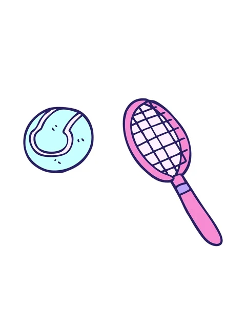 Bobbing motion animation of cartoon doodle tennis racket and ball Stock Footage 324242200