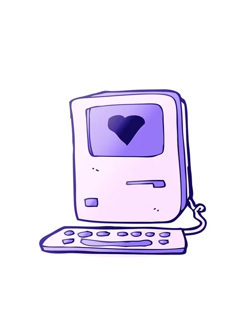 Bobbing motion animation of cartoon old computer with love heart Stock Footage 324482727