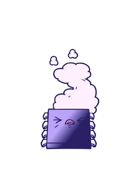 Bobbing motion animation of cartoon overheating computer chip Stock Footage 324148795