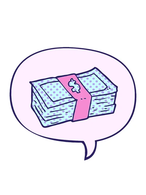 Bobbing motion animation of cartoon stack of cash with speech bubble in com.. 库存影片 324071943