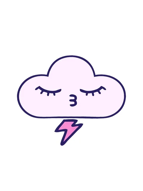 Bobbing motion animation of comic book style cartoon of a thunder cloud Stock Footage 324055554