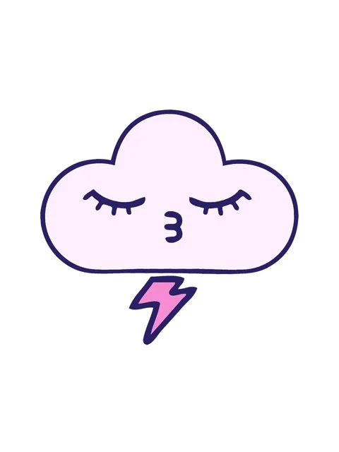 Bobbing motion animation of comic book style cartoon of a thunder cloud Stock Footage 324439652