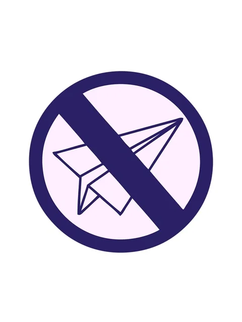 Bobbing motion animation of cute cartoon of a no paper aeroplanes allowed Stock Footage 324429133