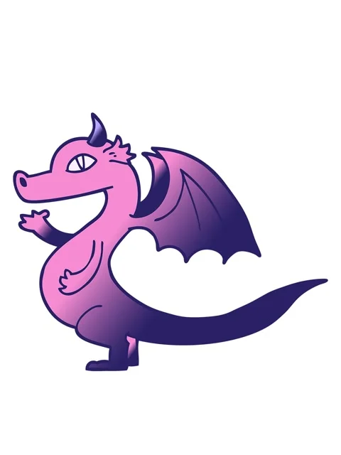 Bobbing motion animation of cute vector gradient illustration cartoon dragon Stock Footage 324115889