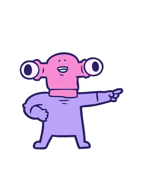 Bobbing motion animation of friendly cartoon alien pointing Stock Footage 324173010