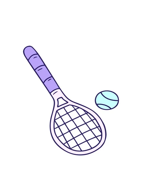 Bobbing motion animation of hand drawn cartoon doodle tennis racket and ball Stock Footage 324107352