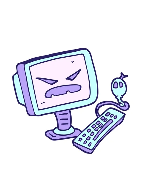 Bobbing motion animation of hand drawn doodle style cartoon evil computer Stock Footage 324138156
