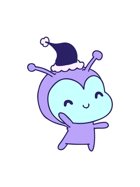 Bobbing motion animation of hand drawn christmas cartoon of kawaii alien Stock Footage 324360599