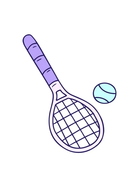 Bobbing motion animation of hand drawn cartoon doodle tennis racket and ball Stock Footage 324460091
