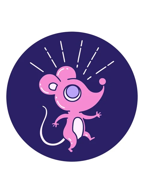 Bobbing motion animation of icon of a tattoo style mouse character Stock Footage 324111669