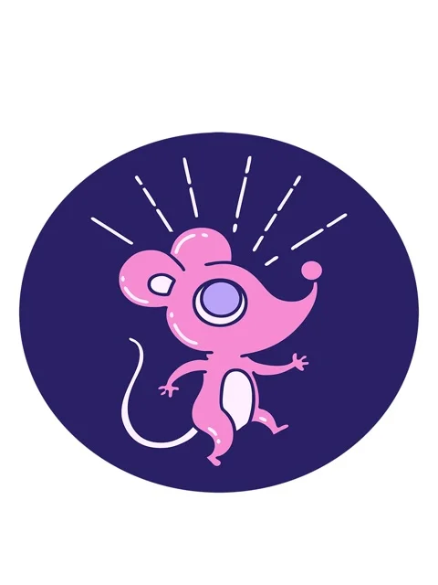 Bobbing motion animation of icon of a tattoo style mouse character Stock Footage 324286211