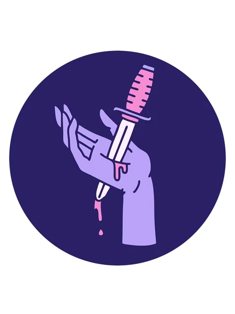 Bobbing motion animation of iconic tattoo style image of a dagger in the hand Stock Footage 324451433