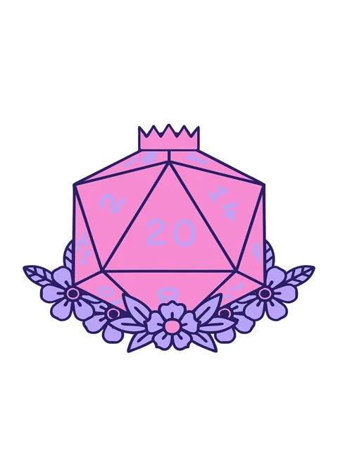 Bobbing motion animation of roll 20 D20 dice roll with floral elements Stock Footage 324491322