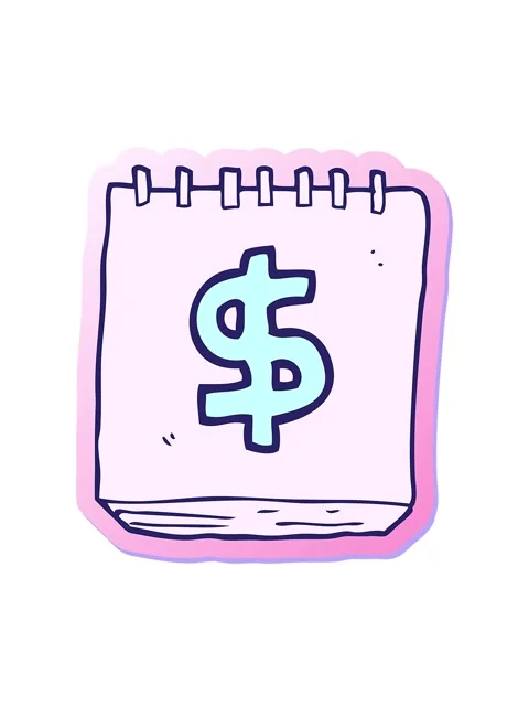 Bobbing motion animation of sticker of a cartoon note pad with dollar symbol Stock Footage 324357302