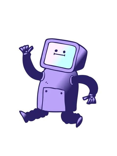 Bobbing motion animation of vector gradient illustration cartoon robot runnin Stock Footage 324080328