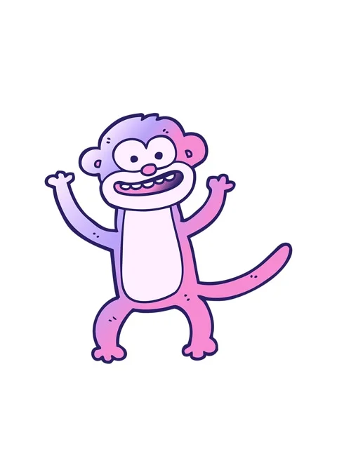 Bobbing motion animation of vector gradient illustration cartoon monkey Stock Footage 324359119