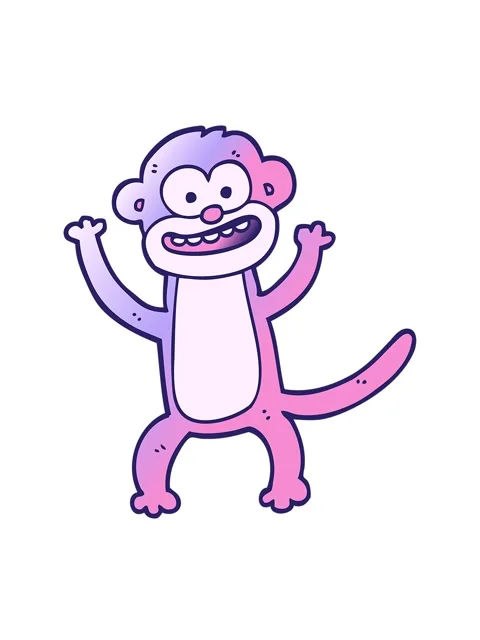 Bobbing motion animation of vector gradient illustration cartoon monkey Stock Footage 324467426