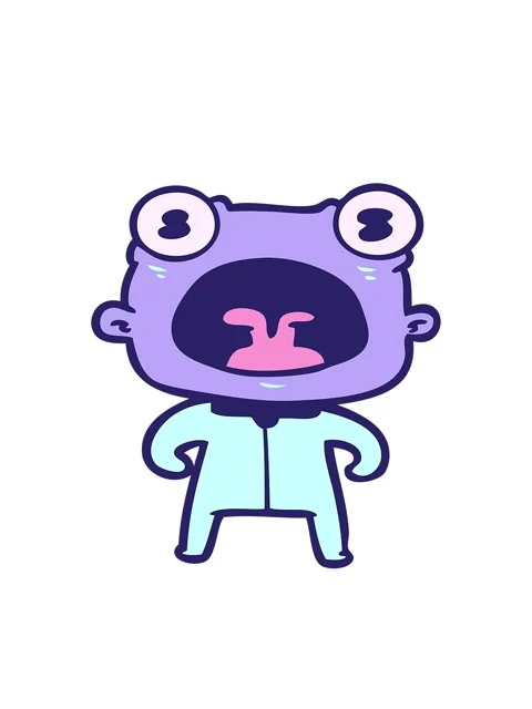 Bobbing motion animation of weird alien shouting Stock Footage 324330834