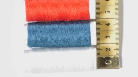 Bobbins with measuring tape Stock Footage 70748388