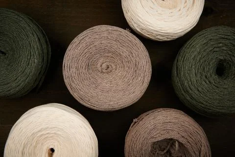 Bobbins of thread for macrame, cotton threads, weaving, hobby Stock Photos