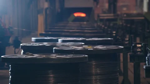 Bobbins wind the wire at the factory Stock Footage 171112752