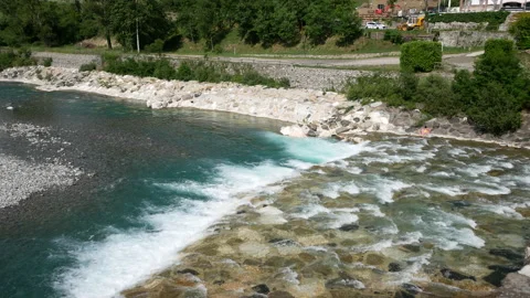 Bobbio, view of the river Trebbia Stock Footage 134559882