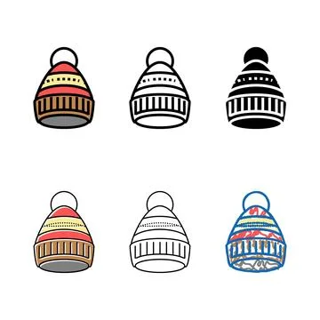 Bobble hat cap forms color icon vector Stock Illustration
