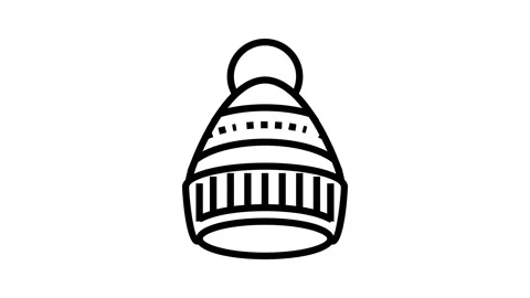 Bobble hat cap line icon animation Stock Footage 224394650