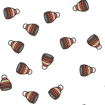 Bobble hat cap vector seamless pattern Stock Illustration