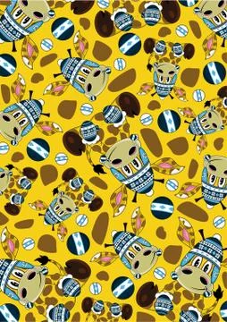 Bobble Hat Giraffe Pattern Stockillustratie