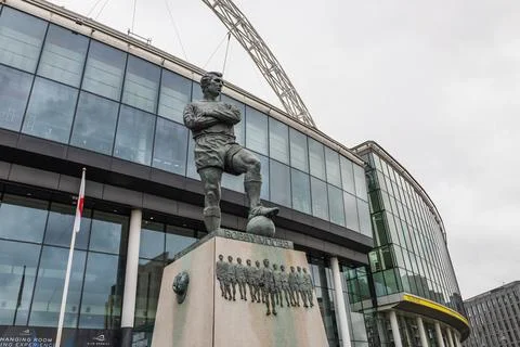 Bobby Moore statue outside Wembley Stadium. London, UK, 17 March 2024 Stock Photos