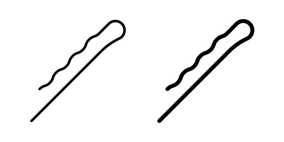 Bobby pin icon solid, line, and editable vector set. Illustrazione stock