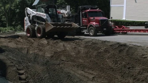 Bobcat Compact Track Loader Operating At Construction Site Stock Footage 76768676