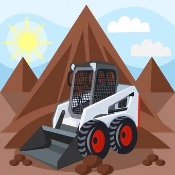 BobCat loader on building plot during landscaping &amp;construction works Ilustración de archivo