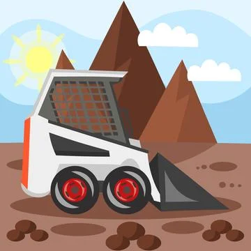 BobCat loader on building plot during landscaping &amp; construction works Stock Illustration