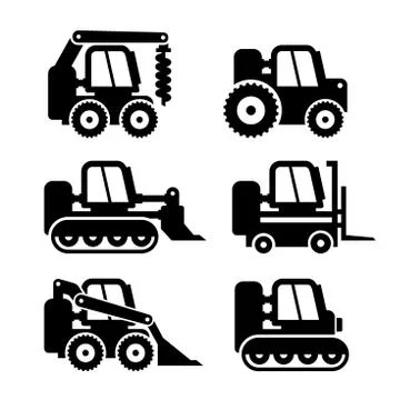 Bobcat Machine Icons Set. Vector Stock Illustration
