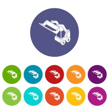 Bobcat machine icons set vector color Stock Illustration
