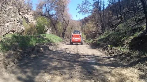 Bobcat point of view driving up mountain road Stock Footage 45362928