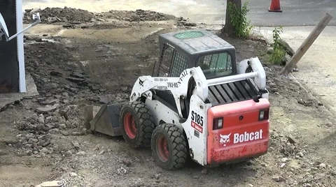Bobcat tractor front loader, construction machinery Video stock 55019055