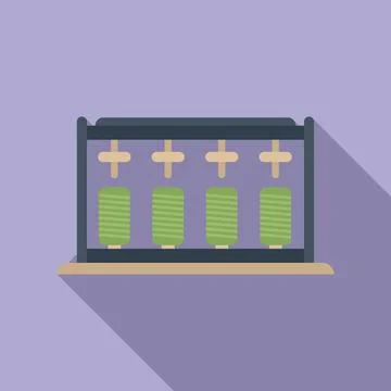 Bobine stand icon flat vector. Cotton sewing Illustrazione stock