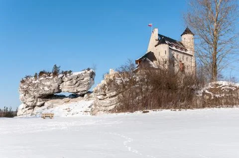 The bobolice castle in winter Stock Photos