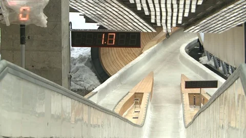 The bobsled and sledge go on the track Stock Footage 71241622
