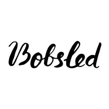 Bobsled black lettering text Stock Illustration