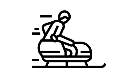Bobsled handicapped athlete line icon animation Stock Footage 224321562